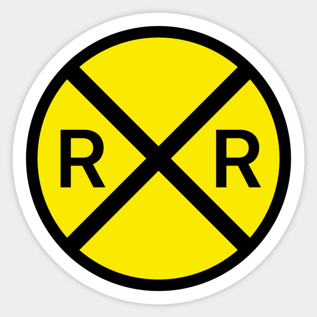 Railroad Crossing Yellow Sign Sticker by LefTEE Designs